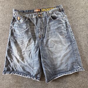 Y2K Vintage  Akademiks Jeanius Mens Jean Shorts Size 40 Acid Wash